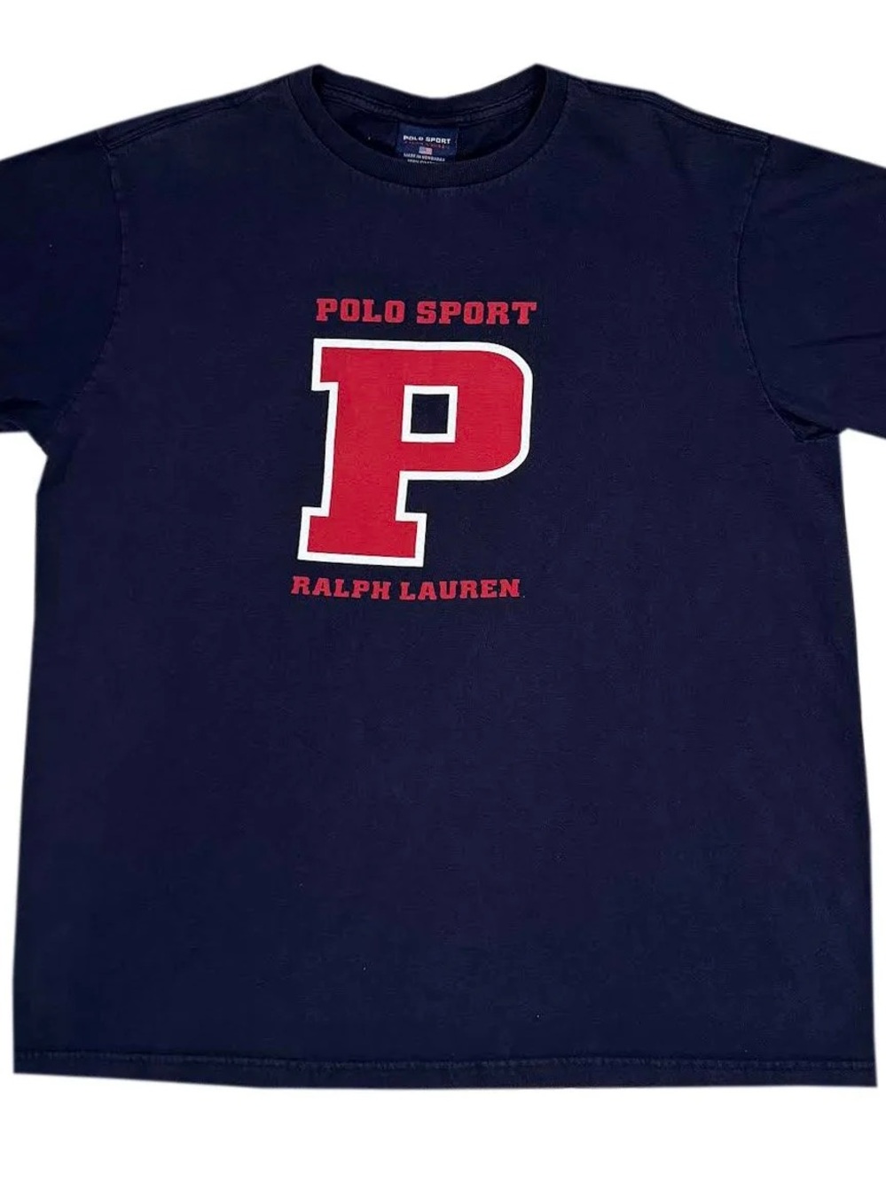 Vintage Polo Sport P Navy / Red T Shirt (Size L)